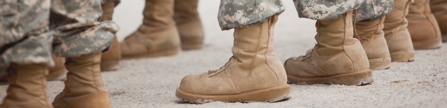 Row of soldiers boots